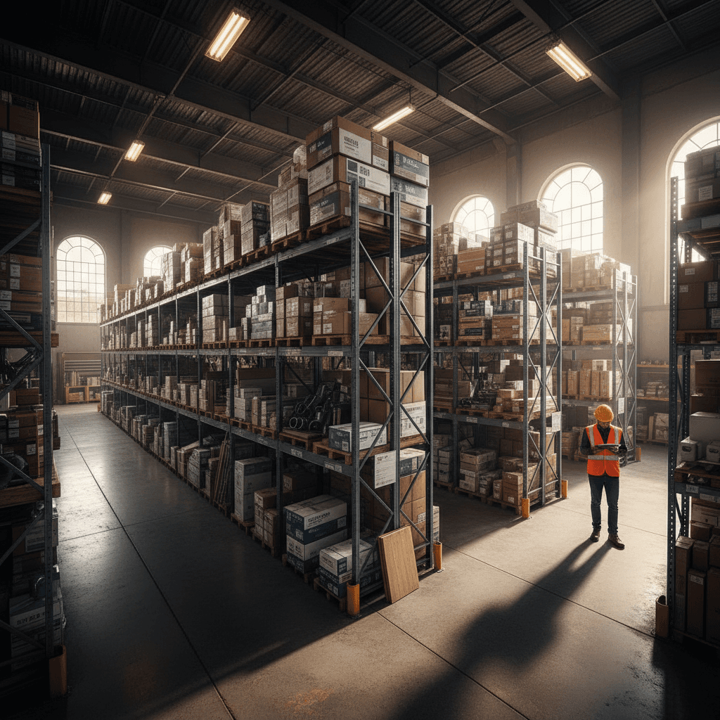 ISO Products LLC warehouse with organized construction materials and fixtures